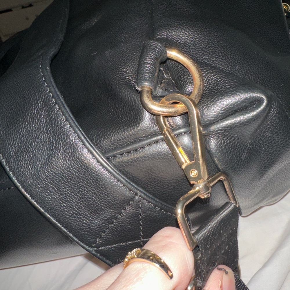 Miss fong soft Black Leather Baby Bag so many pockets insulated good accents new - Picture 13 of 16